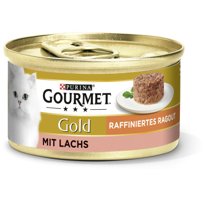 Purina Gourmet Gold Raffiniertes Ragout Lachs Katzenfutter nass 85G 