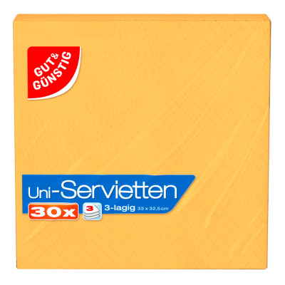Gut & Günstig Servietten 33x33cm 3-lagig gelb 30ST 