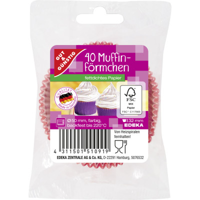 Gut & Günstig Muffinförmchen farbig 40ST 