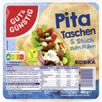 Gut & Günstig Pita-Taschen 5ST 400G 