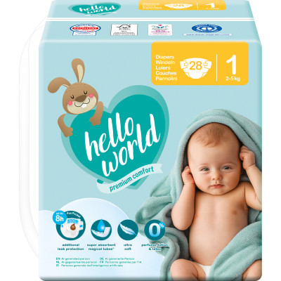 Hello World Windeln 1 Newborn 2-5KG 28ST 