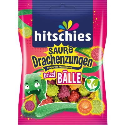 Hitschler Hitschies Saure Drachenzungen Brizzl Bälle 100G 
