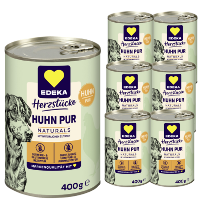 EDEKA Herzstücke Naturals Monoprotein Huhn Hundefutter 6x400g 