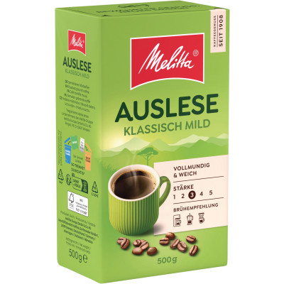 Melitta Kaffee Auslese klassich-mild gemahlen 500G 