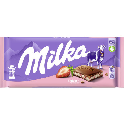 Milka Erdbeer Schokolade 100G 