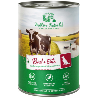 Müller's Naturhof Rind & Ente mit Gartengemüse & Wiesenkräutern 400G 