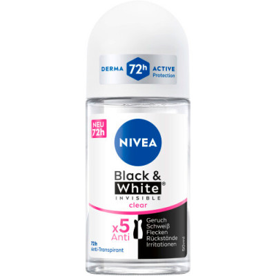 Nivea Black & White Invisible Clear Anti-Transpirant Roll-on 50ML 
