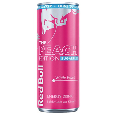 Red Bull Energy Drink Peach Edition White Peach Geschmack Sugarfree 250ML Dose 