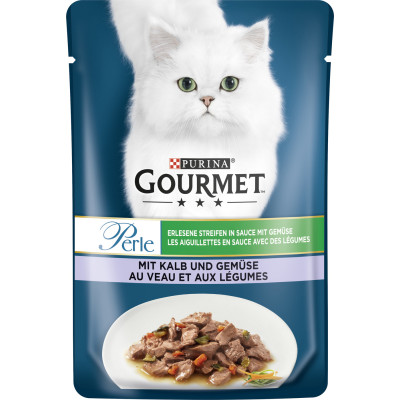 Purina Gourmet Perle Erlesene Streifen mit Kalb und Gemüse 85G 