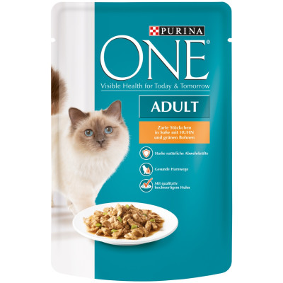 One Cat Adult zarte Stückchen in Soße mit Huhn 85G
