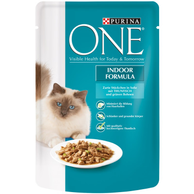 One Cat Indoor Formula zarte Stückchen in Soße mit Thunfisch 85G 
