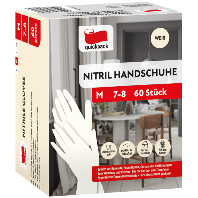 Quickpack Nitril Handschuhe weiß Gr.M 60ST 