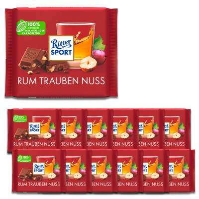 Ritter Sport Rum Trauben Nuss 12x100G 