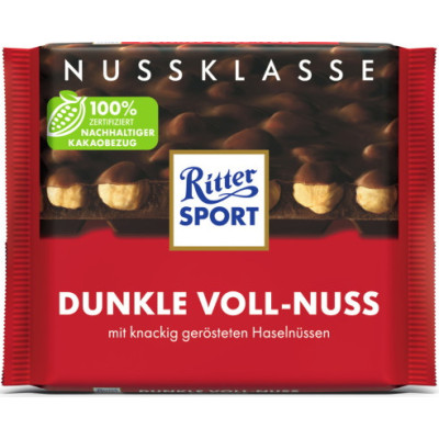 Ritter Sport Nuss Klasse Dunkle Voll-Nuss 100G 