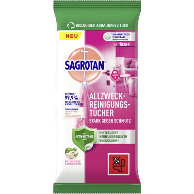 Sagrotan Allzweck-Reinigungstücher Blütenfrische & Grüner Apfel 60ST
