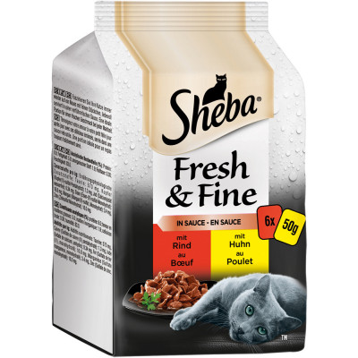 Sheba Fresh & Fine in Sauce mit Rind und Huhn 6x 50G 