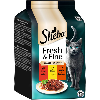 Sheba Fresh & Fine in Sauce Rind/Huhn/Lamm 6ST 300G 