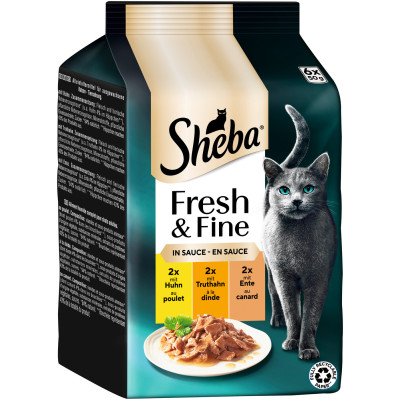 Sheba Fresh & Fine in Sauce Huhn/Truthahn/Ente 6ST 300G 