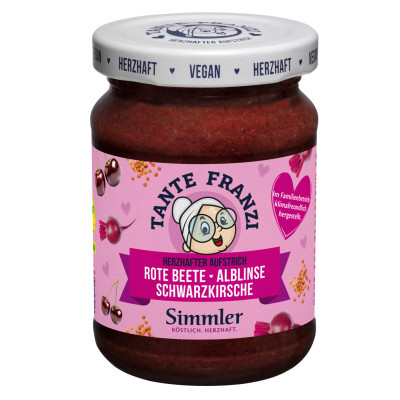 Simmler Tante Franzi Herzhafter Aufstrich Rote Beete Linse Schwarzkirsche 180G 