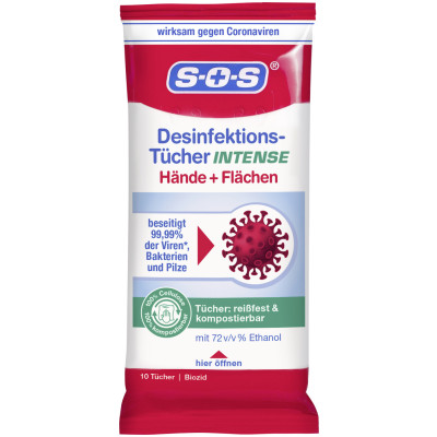 SOS Desinfektionstücher Intense Hände+Flächen 10ST 