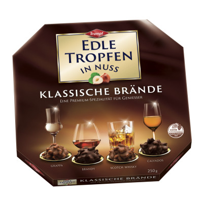 Trumpf Edle Tropfen in Nuss Klassische Brände 250G 