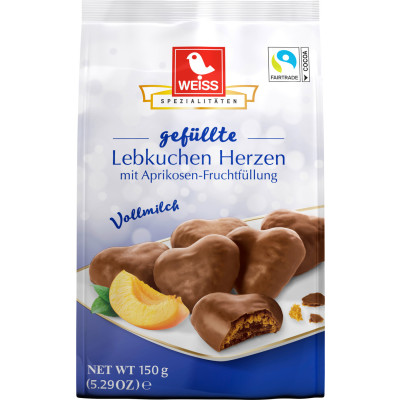 Weiss Lebkuchen Herzen mit Aprikosenfruchtfüllung 