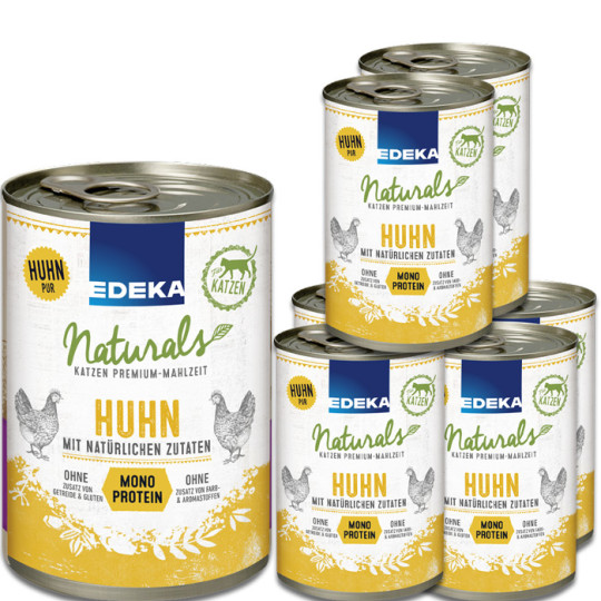 EDEKA Naturals für Katzen Monoprotein Huhn 6x400g 