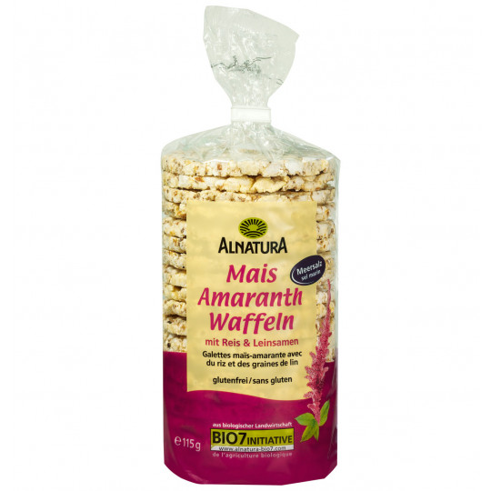 Alnatura Bio Mais Amaranth Waffeln mit Reis & Leinsamen 115G 