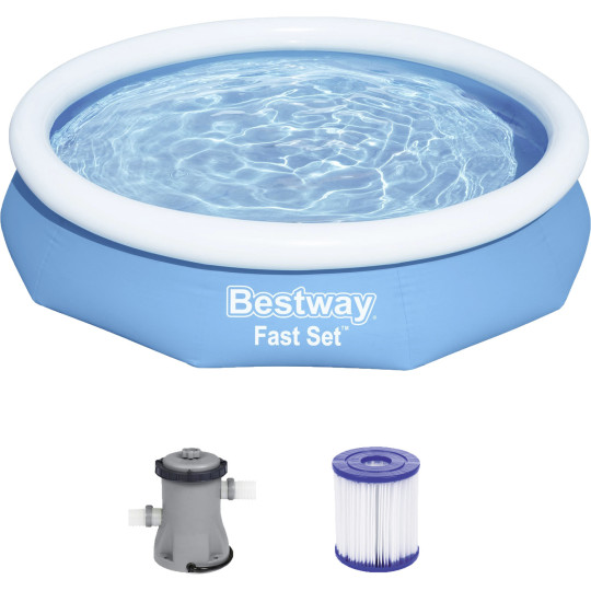 Bestway Aufstellpool-Set Fast Set mit Filterpumpe rund blau 305x66cm 