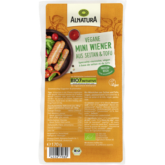 Bio Alnatura Mini Wiener vegan 170G 