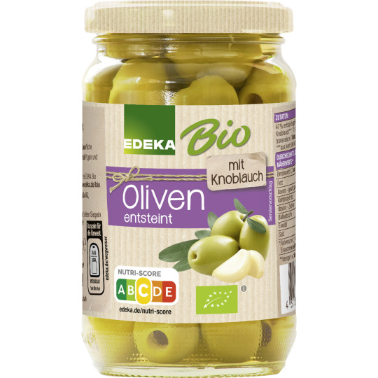 EDEKA Bio Oliven gefüllt mit Knoblauch 350G 