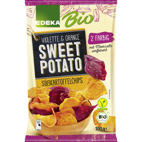 EDEKA Bio Violette & Orange Sweet Potato Süsskartoffelchips 100G 