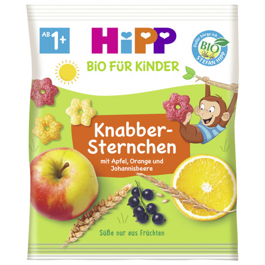 Hipp Bio für Kinder Knabber Sternchen mit Apfel, Orange und Johannisbeere ab 1+ 30G 
