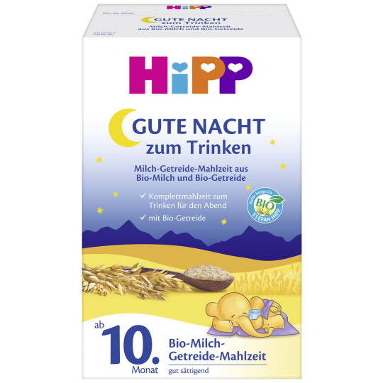 Hipp Bio Gute-Nacht! Milch-Getreide-Mahlzeit ab 10. Monat 2x 250G 