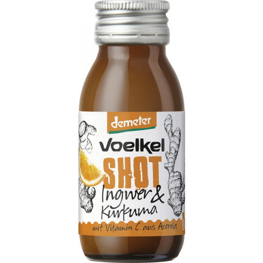 Voelkel Demeter Shot Ingwer & Kurkuma mit Vitamin C aus Acerola 60ML 