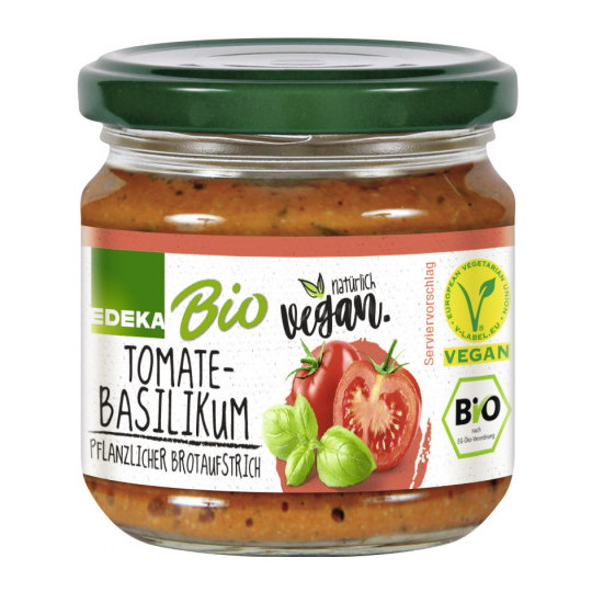 Edeka Bio+Vegan Brotaufstrich Tomate-Basilikum 180G 
