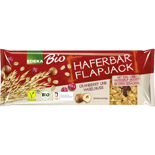 EDEKA Bio Haferbar Flapjack Cranberry und Haselnuss 60G 