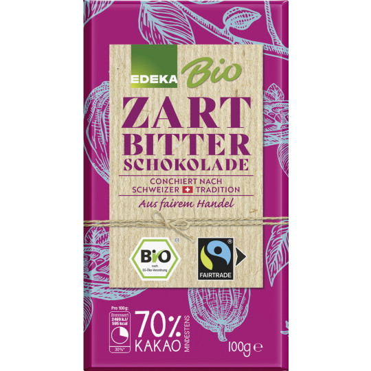 EDEKA Bio Schweizer Zartbitterschokolade 70% 100G 