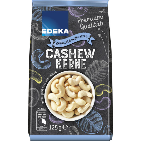 EDEKA Cashew Kerne geröstet & ungesalzen 125G 