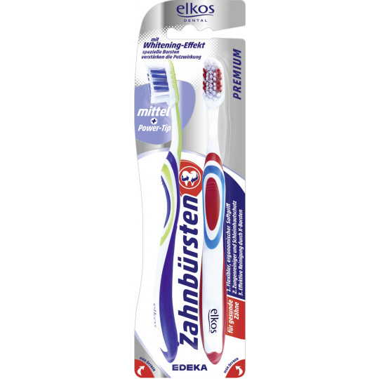 elkos DentaMax Premium Zahnbürste mittel Whitening 2ST 