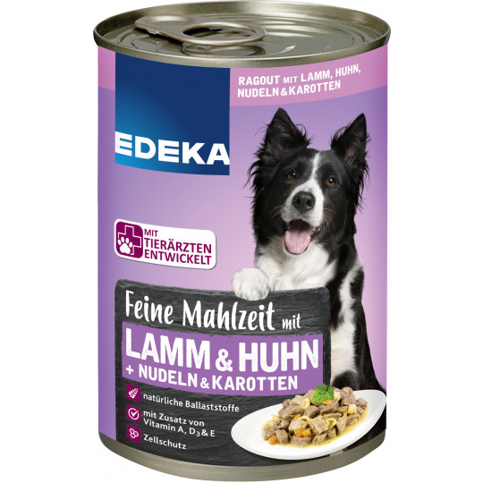 EDEKA Feine Mahlzeit mit Lamm, Huhn, Nudeln & Karotten 400G 