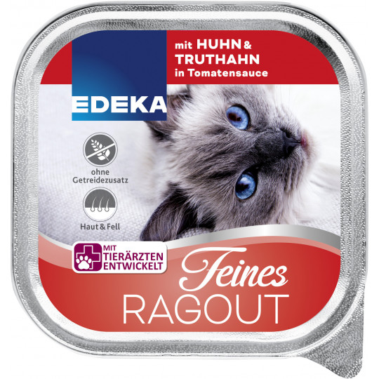 EDEKA Feines Ragout mit Huhn & Truthahn in Tomatensauce 100G 