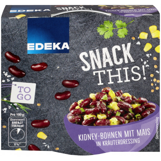 EDEKA Snack This! Kidneybohnen mit Mais in Kräuterdressing 160G 