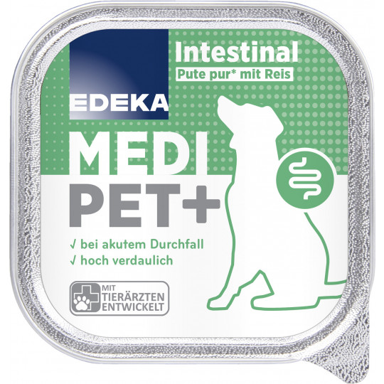 EDEKA Medi Pet+ Hund Intestinal Pute pur mit Reis 150G 
