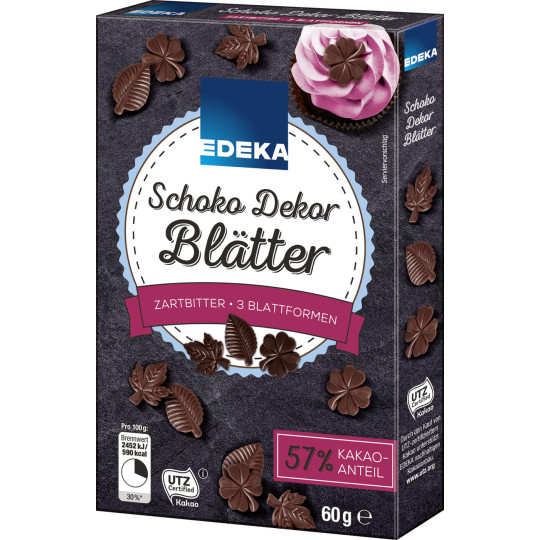 EDEKA Schoko Dekor Blätter Zartbitter 60G 