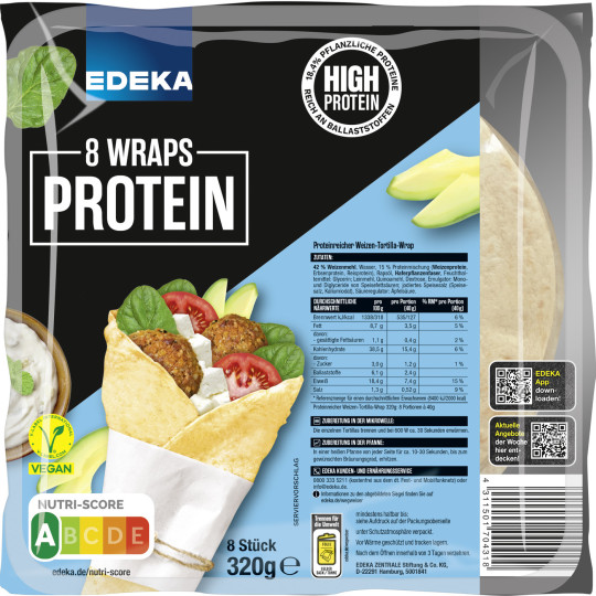 EDEKA Wraps Protein 8ST 320G 