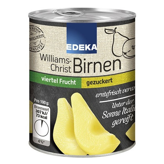 EDEKA Williams Christ Birnen gezuckert viertel Frucht 225G 