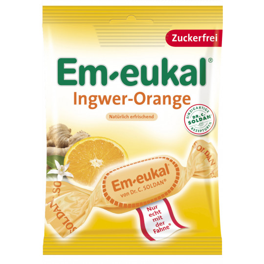 Em-Eukal Ingwer- Orange Hustenbonbons zuckerfrei 75G 