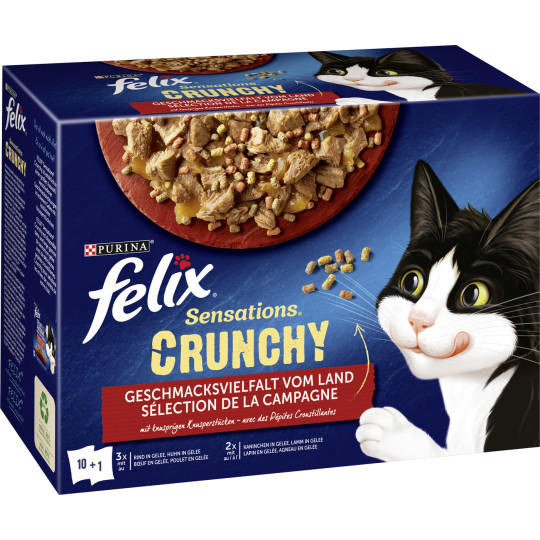Felix Sensations Crunchy Geschmacksvielfalt vom Land 10x85G+40G 