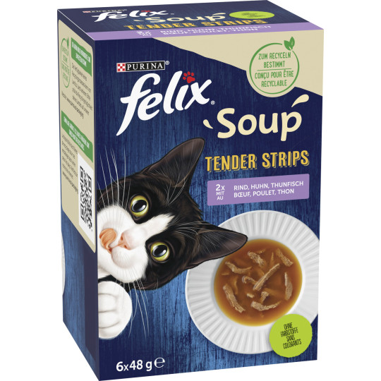 Felix Soup Tender Strips Rind/Huhn/Thunfisch 6x48G